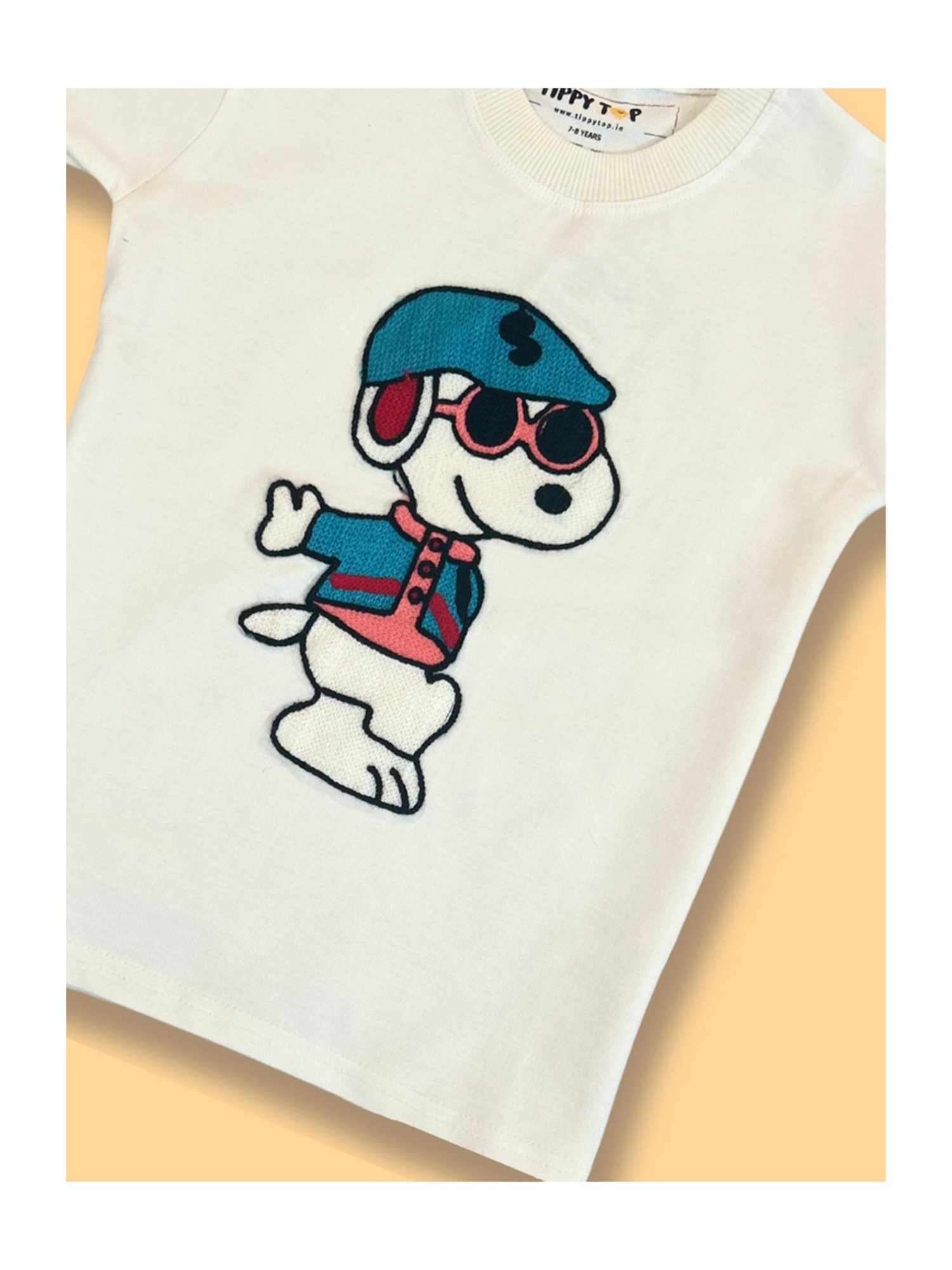 Tippy Top Kids White Self Design T-Shirt