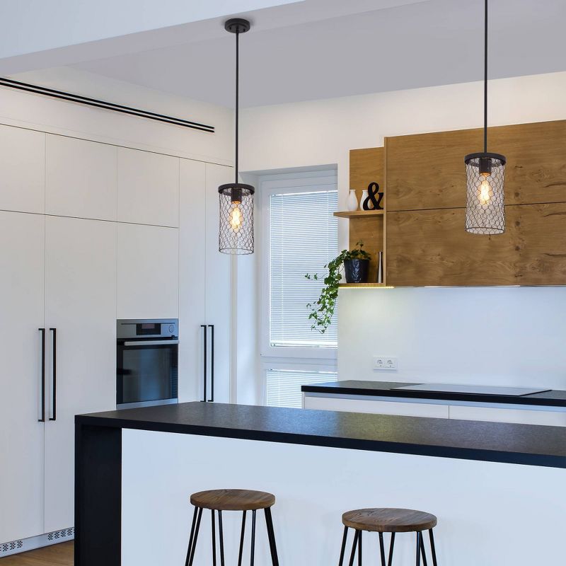 55.5" Glass Wire Cage Ceiling Light (Includes LED Light Bulb) Brown - Cresswell Lighting