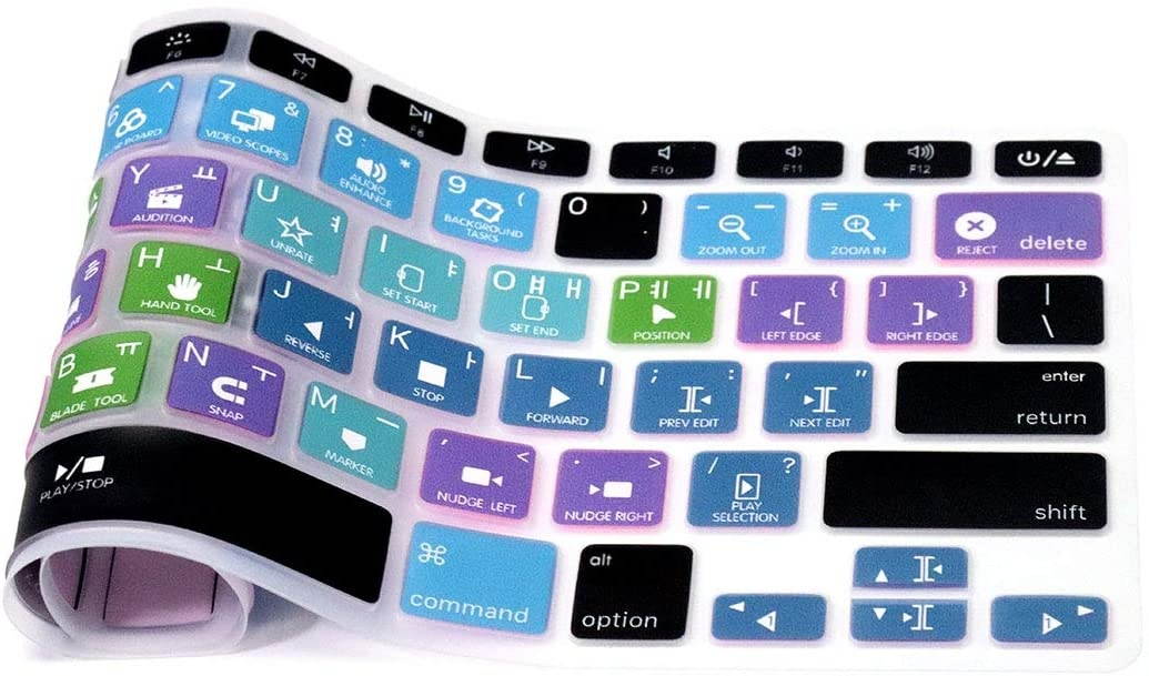HRH Korean Shortcut Hotkey Silicone Keyboard Cover Skin for MacBook Air 13,Pro 13/15/17 (with or w/Out Retina Display, 2015 or Older Version)&Older iMac USA Layout Keyboard Protector-Final Cut Pro X