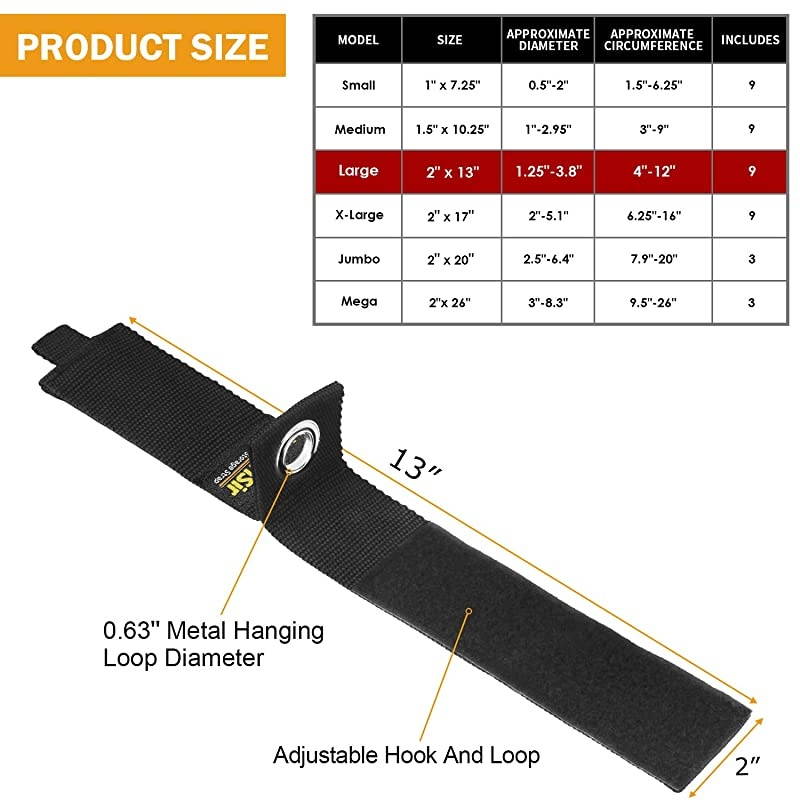 9 Pack Extension Cord Holder Organizer Heavy Duty Storage Straps Fit with Garage Hooks and Pool Hose Hangers by