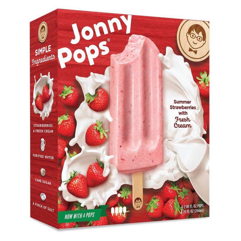 JonnyPops Strawberries & Cream Frozen Fruit Bars - 4pk/8.25oz