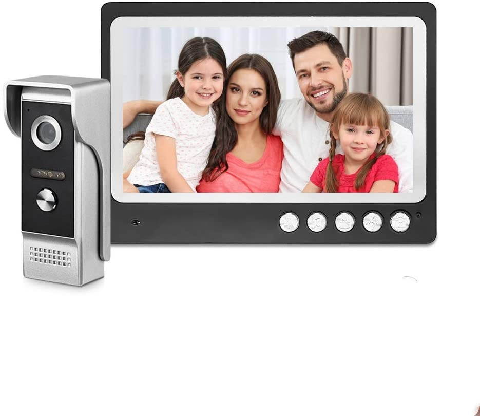WOLILIWO 9" LCD Monitor Wired Video Intercom Doorbell System, Video Door Phone Kits with 1200TVL Camera Night Vision Support Monitoring, Unlock, Dual-Way Door Intercom for Villa Home Security Systems