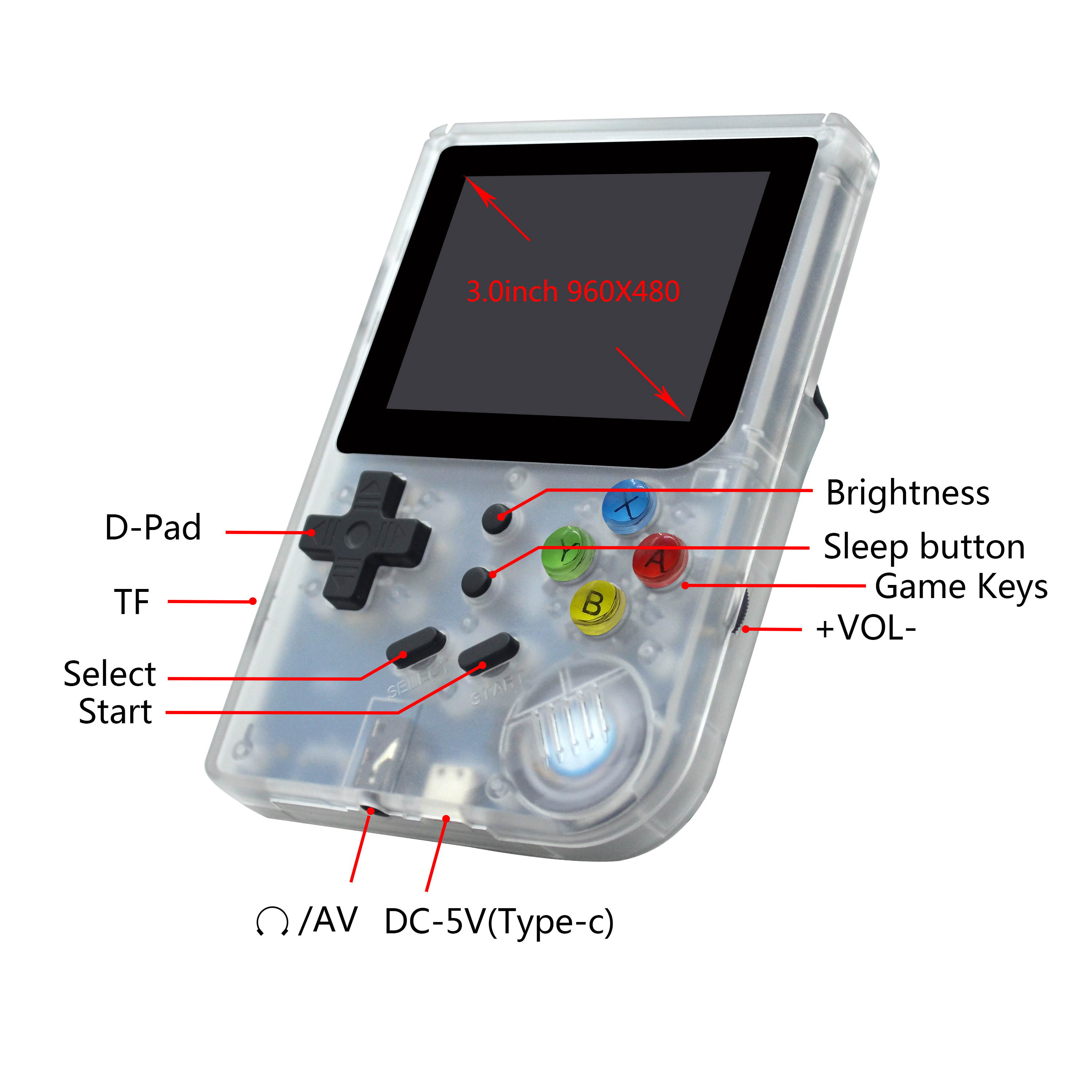 Open source handheld RG300 new Tony system GBA arcade nostalgic handheld game console 64G memory
