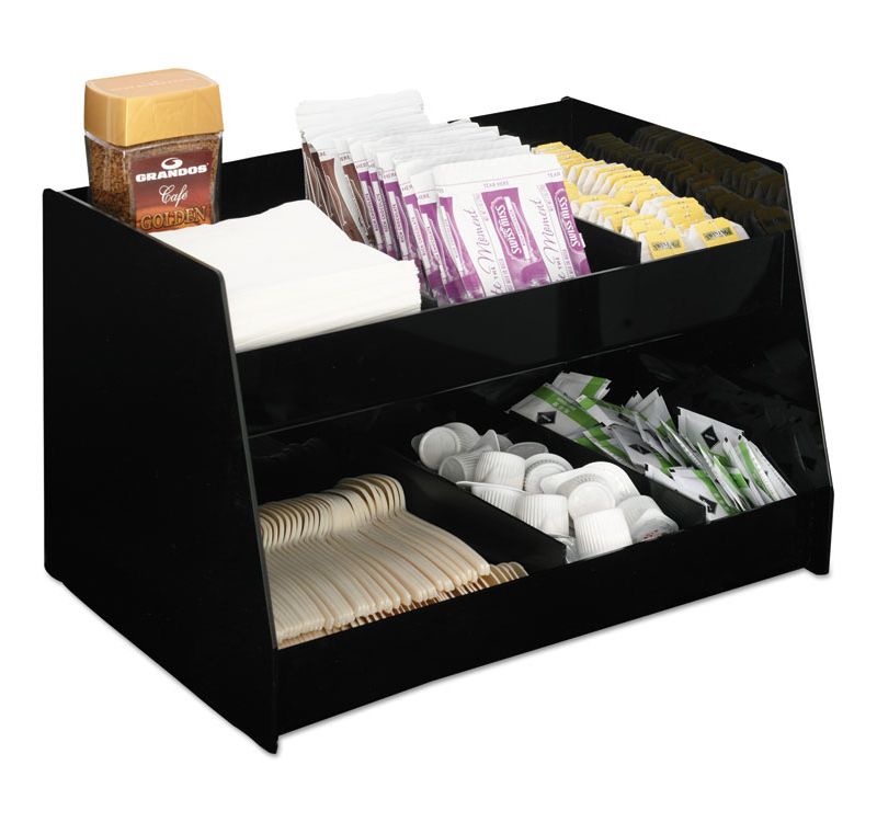 Boardwalk Condiment Organizer 14 1/3 x 10 1/2 x 9 2/3 6-Compartment Black 99001