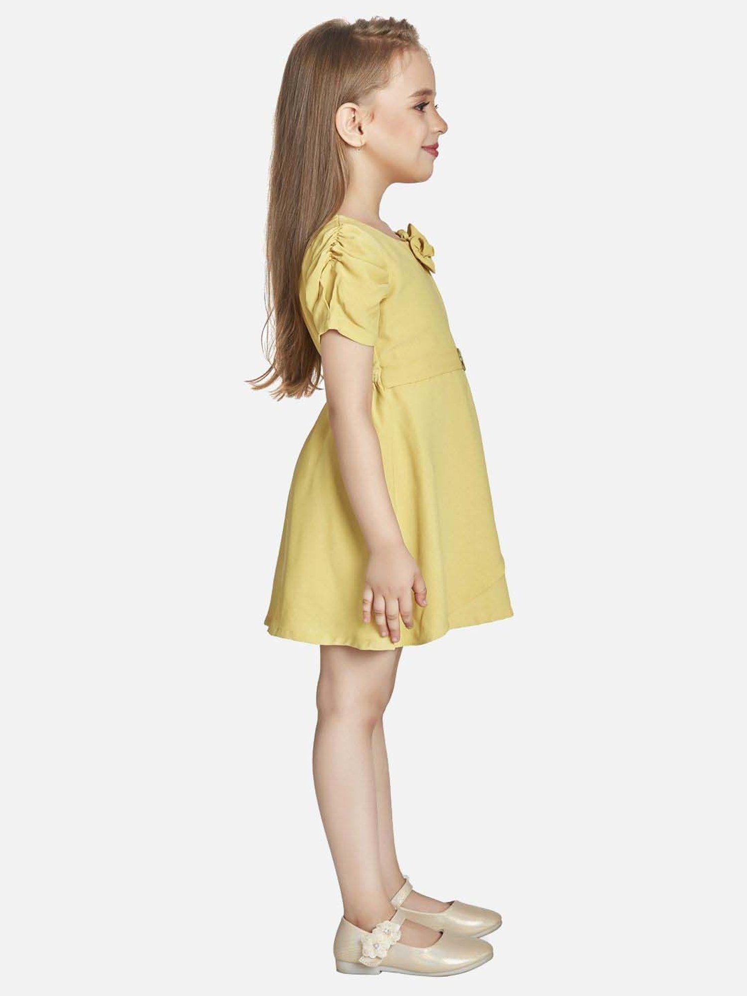Peppermint Girls Mustard Solid Dress