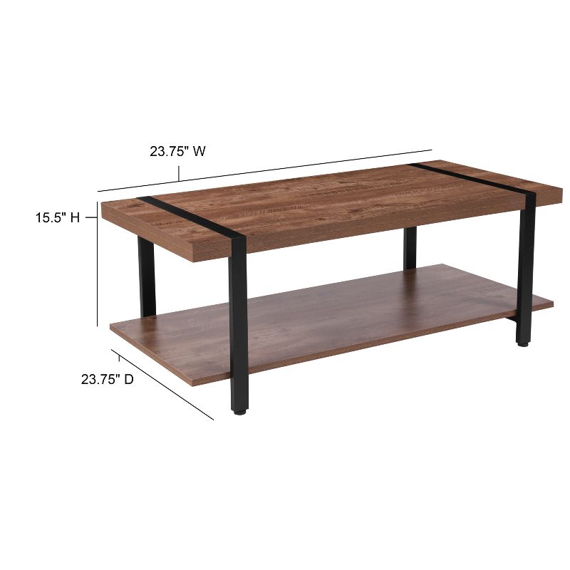 Emma and Oliver Rustic Wood Grain Finish Coffee Table with Black Metal Legs