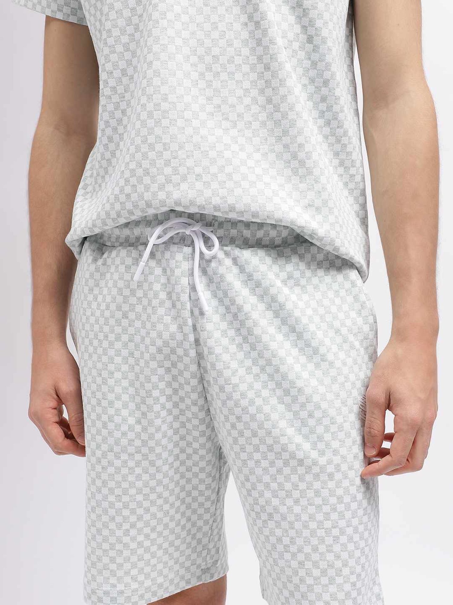 Iconic Men Gingham Regular Fit Cotton Shorts