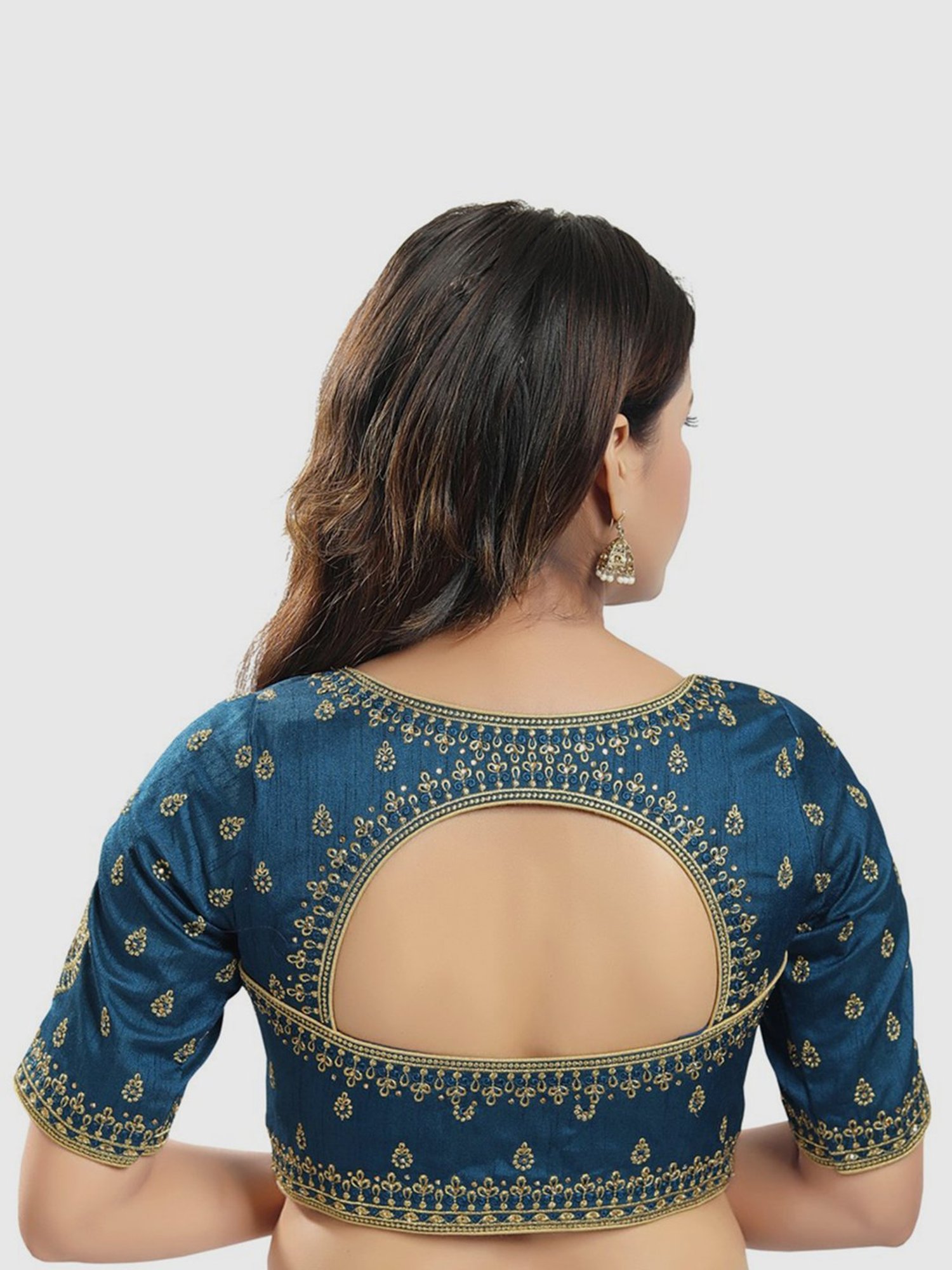 Salwar Studio Navy Embroidered Readymade Blouse