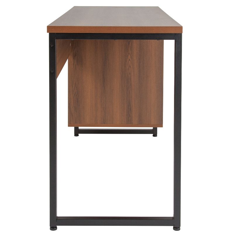 Emma and Oliver Two Shelf/File Drawer Computer Desk in Rustic Wood Grain Finish