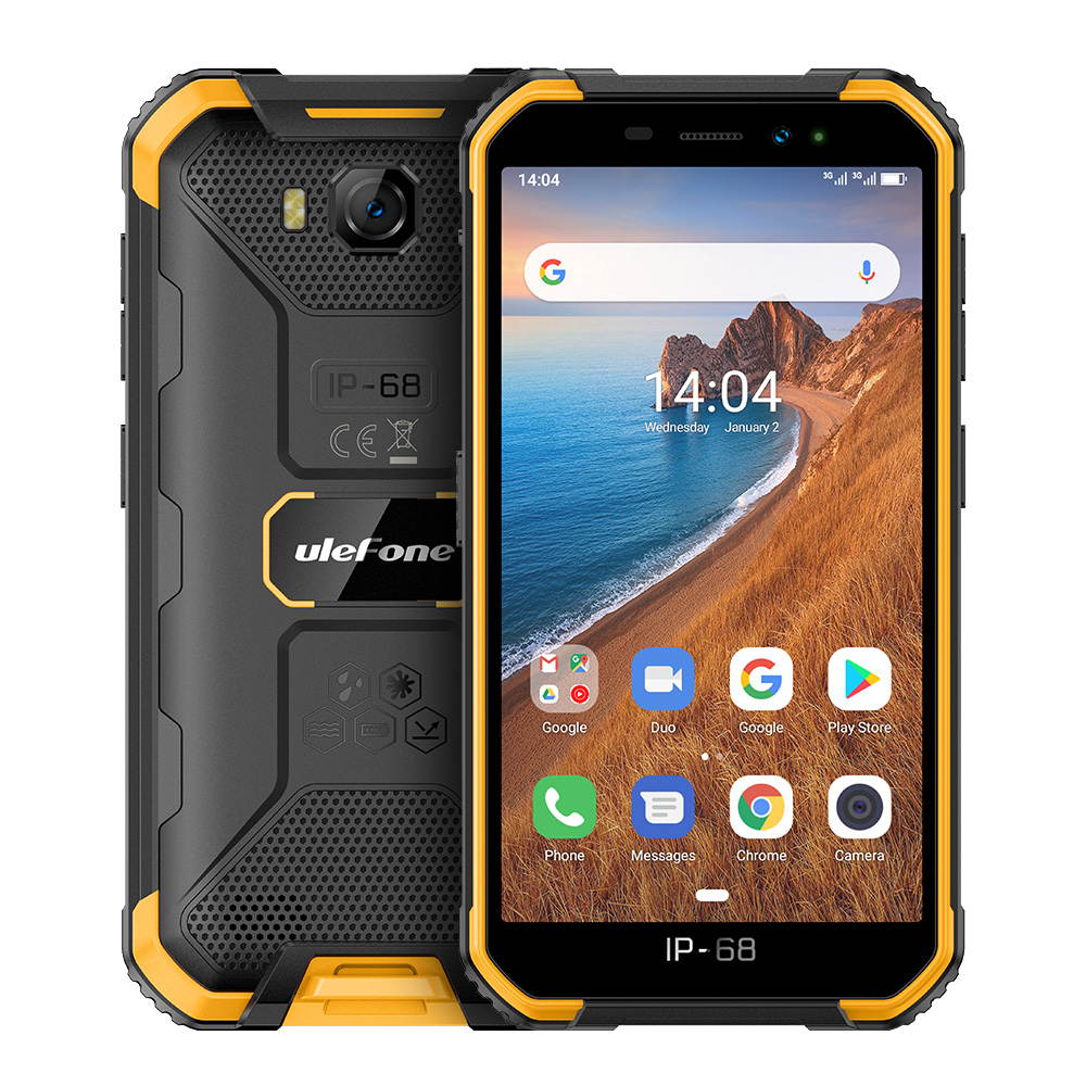 Ulefone Armor X6 Rugged Smartphone Unlocked, IP68 Waterproof Cell Phone, 5.0 inch, Android 9.0 2GB+16GB, 4000mAh Battery, Global 3G Dual SIM, LED Light, Face ID Compass+GPS Shockproof