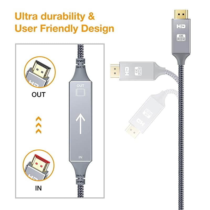 4K HDMI Cable  HDMI Cord 50 feet HDMI to HDMI Top Series Supports 4K60HZ 1080p FullHD UHD Ultra HD 3D High Speed with Ethernet ARC PS4 HDTV