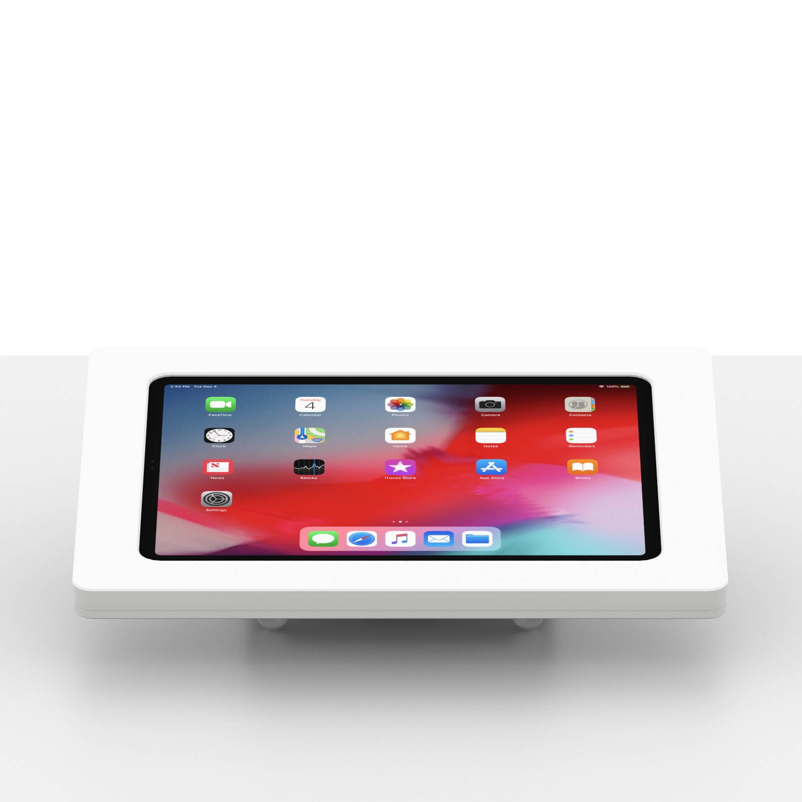 VidaMount White Exposed Rear Camera Enclosure and Fixed Tilted 15&deg; Desk / Surface Mount [Bundle] compatible with iPad Pro 11" (1st Gen) & Air 10.9" (4th Gen)