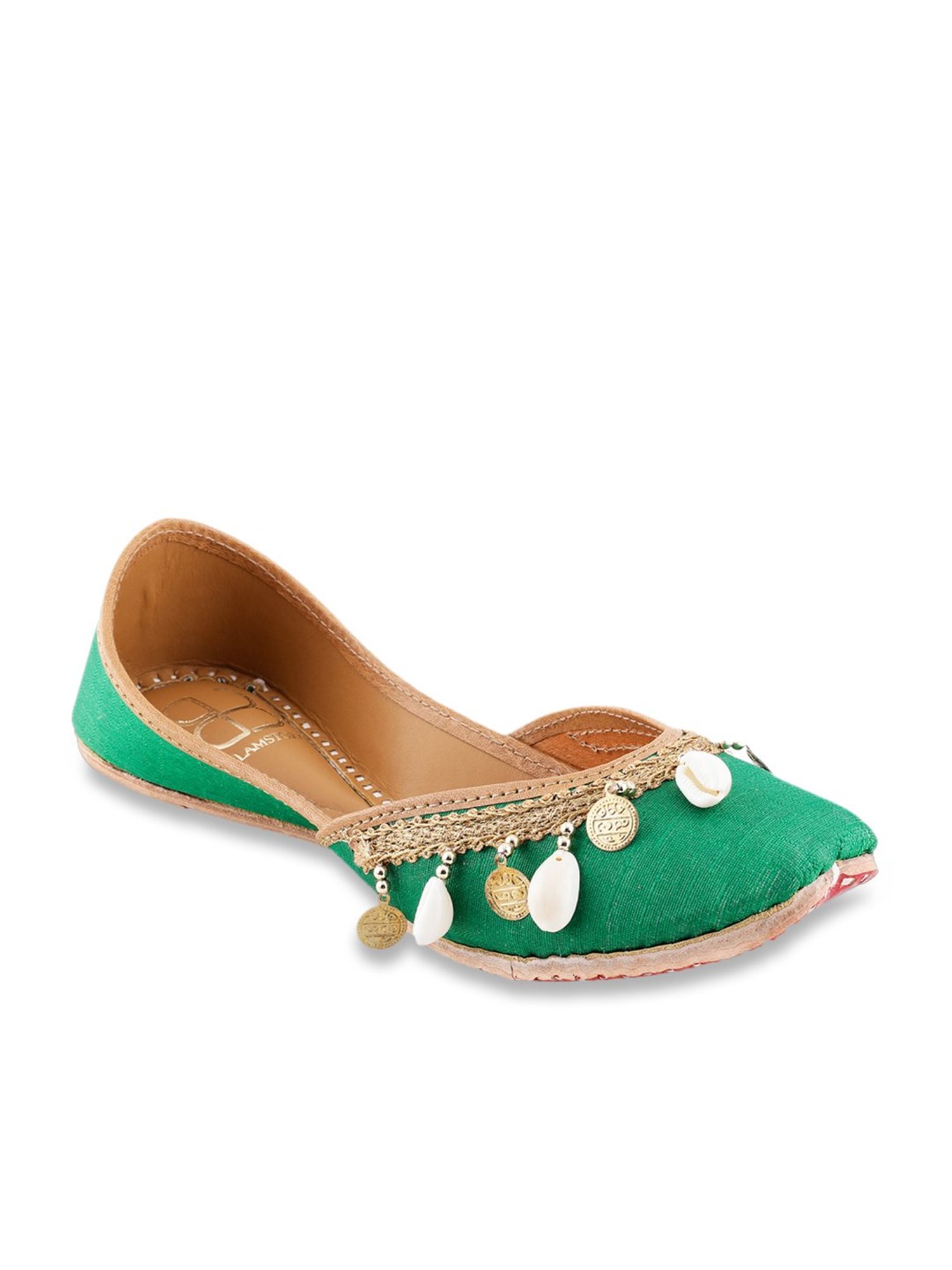 Glam Story Women's Land Snail Dark Green Ethnic Juttis