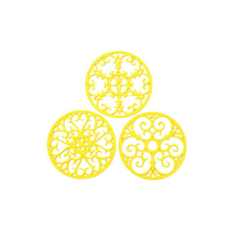 Trivet Mat - Non-Slip & Heat Resistant Kitchen Hot Pads for Countertops & Table - Kitchen Trivets for Hot Dishes & Cookware - Hot Pot Holder for Pots & Pans - Yellow,Set of 3