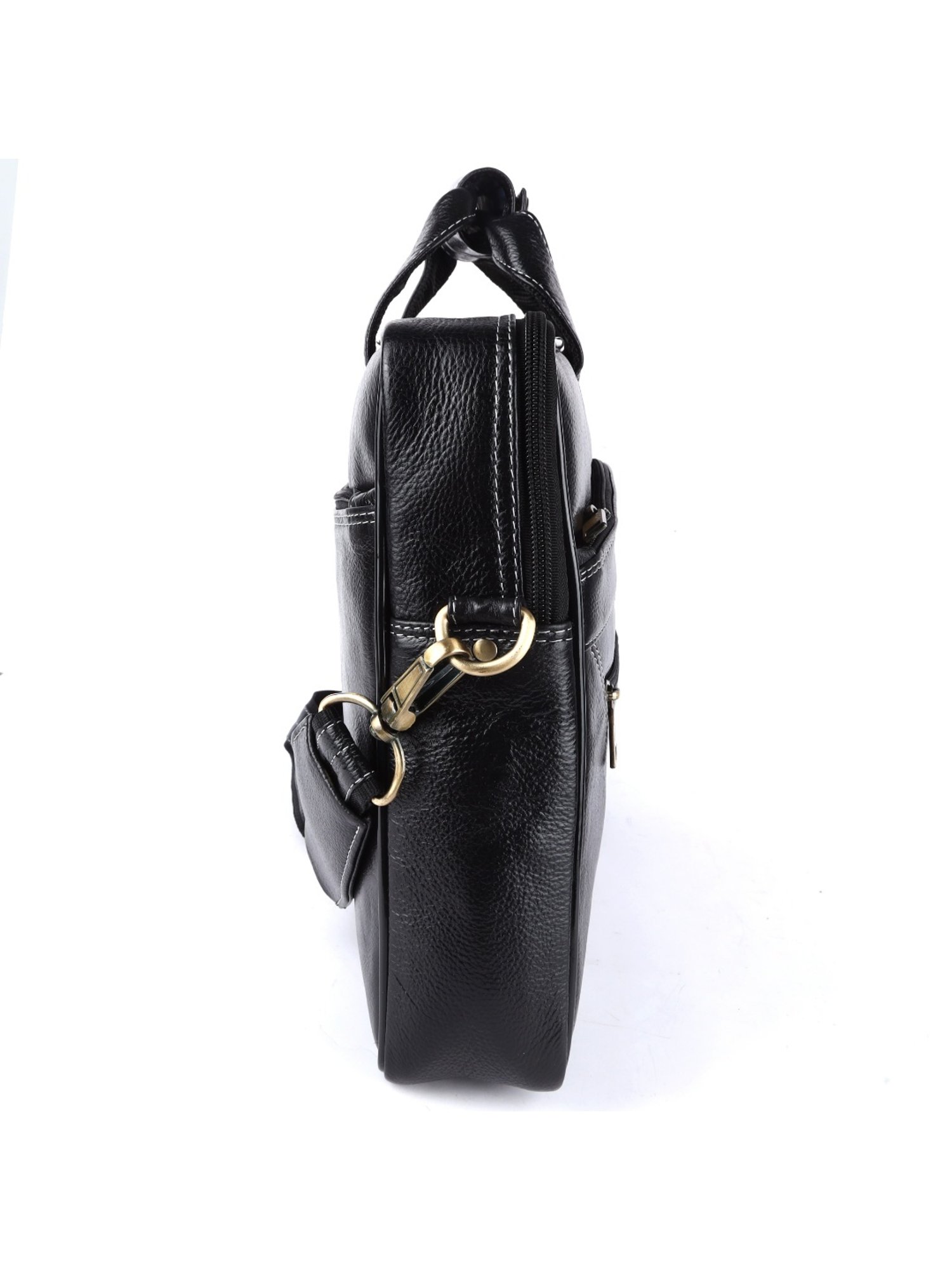 HiLEDER Black Textutred Large Leather 16 inch Laptop Bag