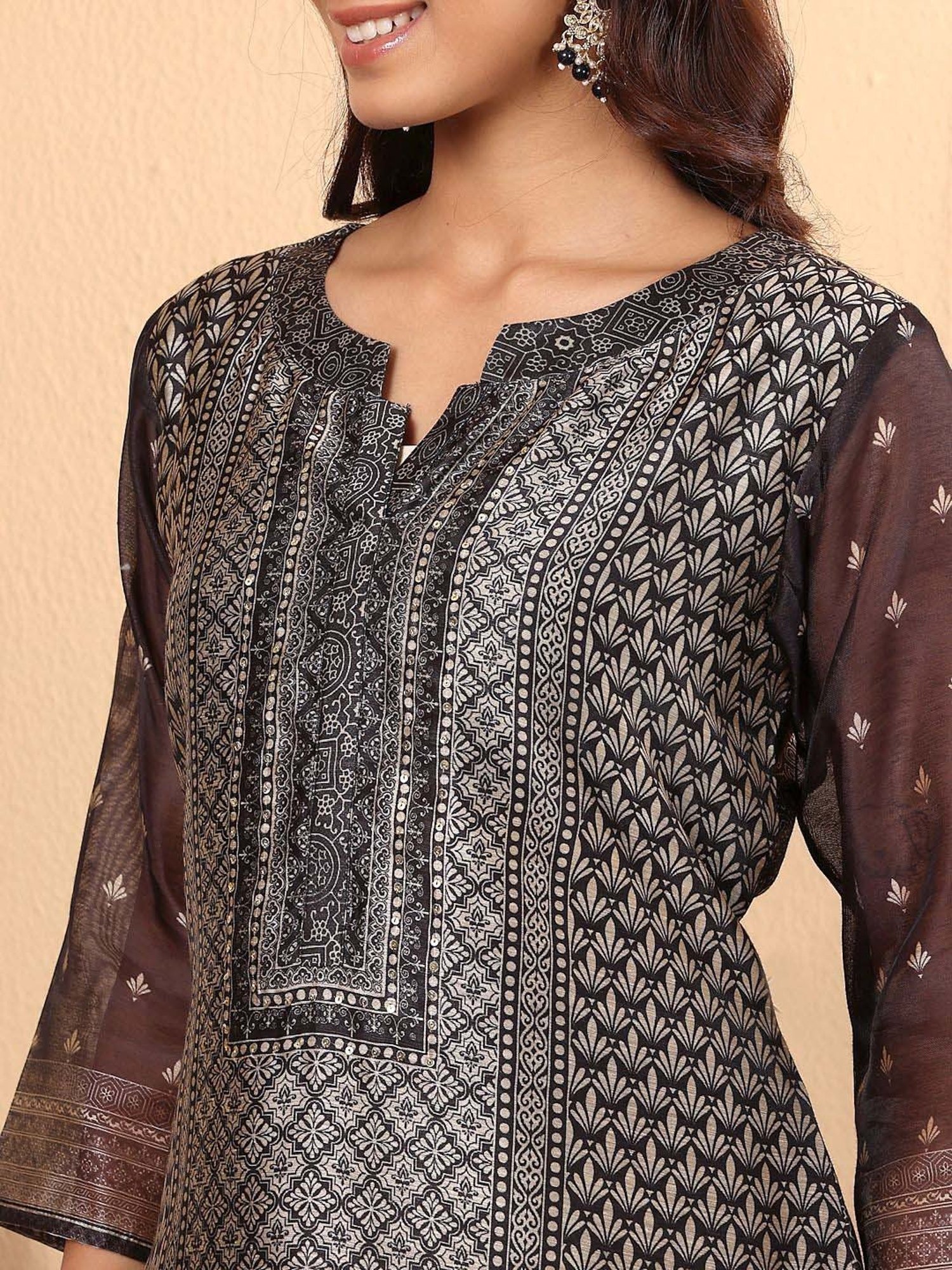 Varanga Black Printed Kurta & Pant Set With Dupatta