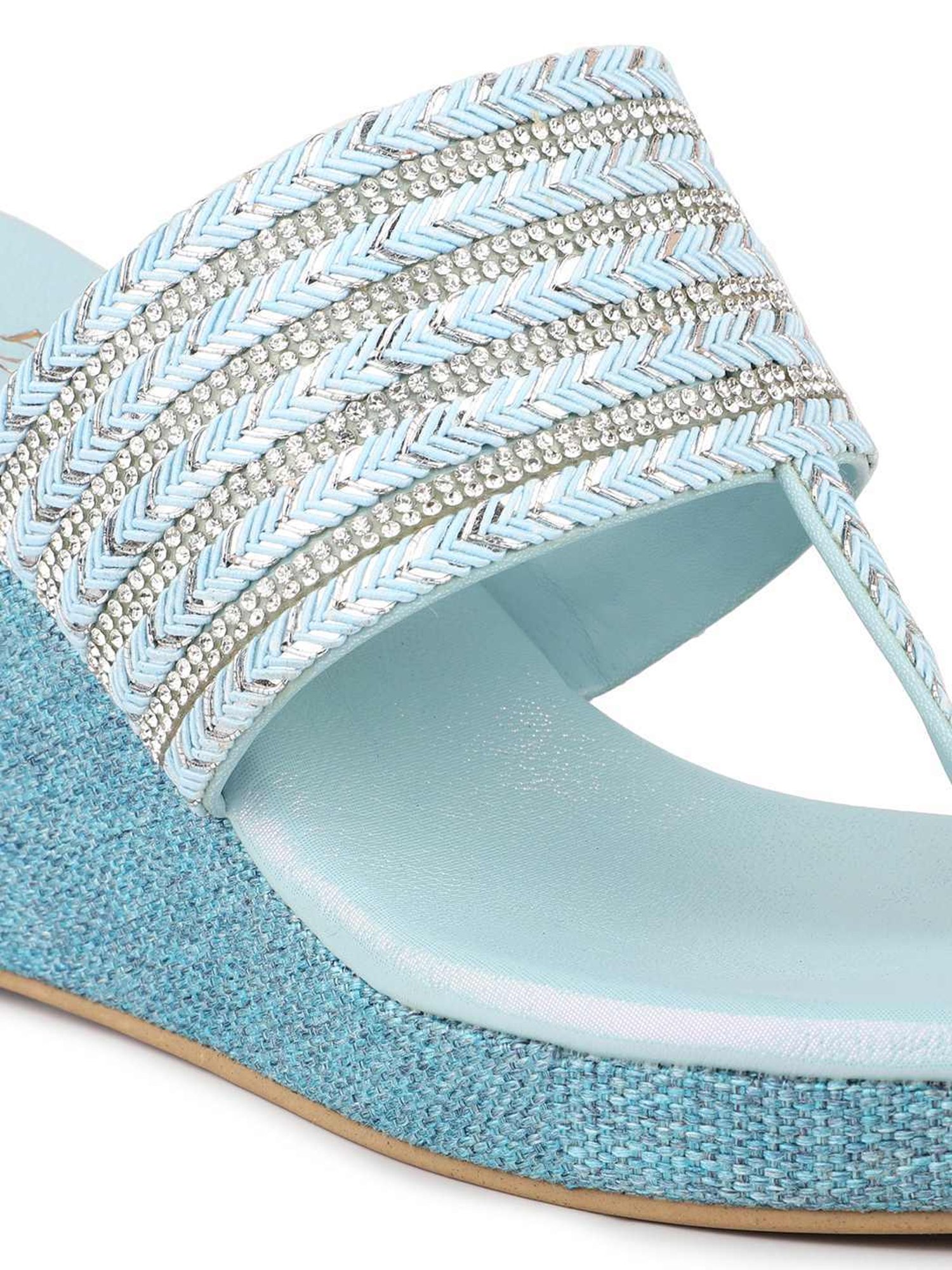 Inc.5 Women's Light Blue Toe Ring Wedges
