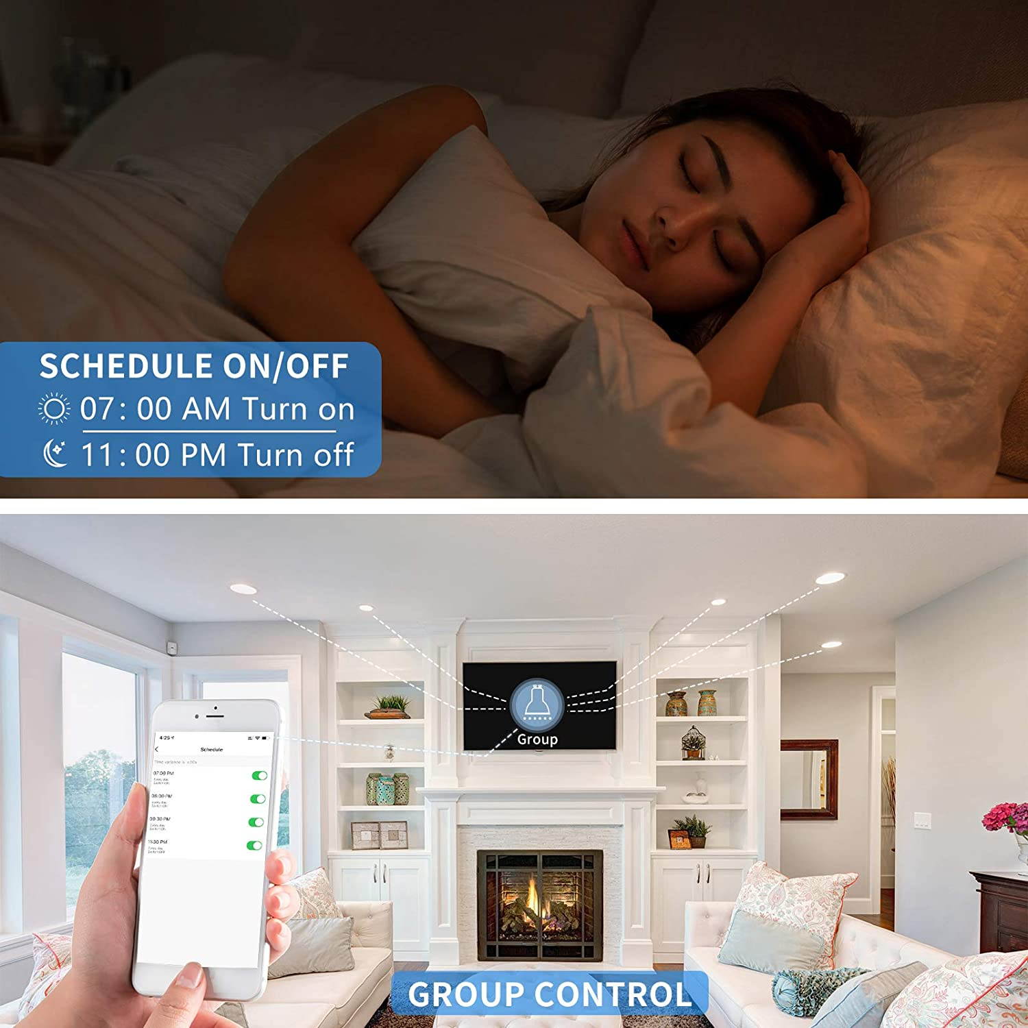 GU10 Smart Spot Light Bulbs, Compatible with Alexa, Google Home & SmartThings, 5W Wi-Fi LED Tunable Color + White Track Light, No Hub Required, 4Pack