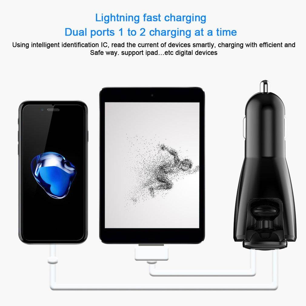 V-C2 Dual USB Ports Vehicle Charge Adapter Double USB Car Charger Wireless Bluetooth Earphone Hands-free Calls Function