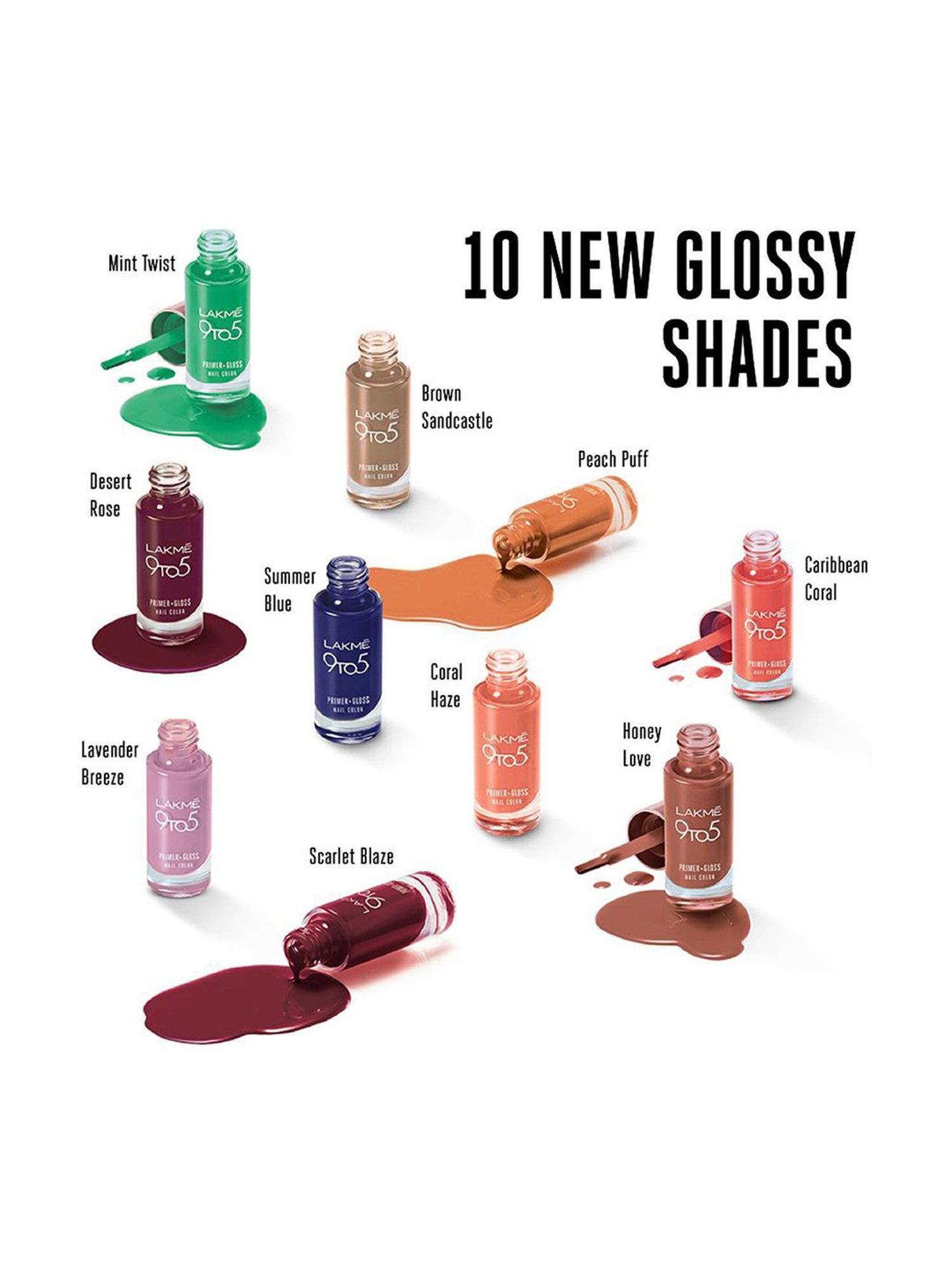 Lakme 9to5 Primer & Gloss Nail Colour Summer Blue - 6 ml