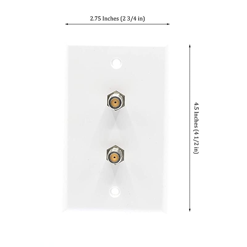 Video Wall Jack for Twin Dual Coax Cable F Type Coaxial Wallplate Wall Plate Two 3 GHz Couplers Approved for Comcast DIRECTV Satellite Dish and Antennas 25 Pack