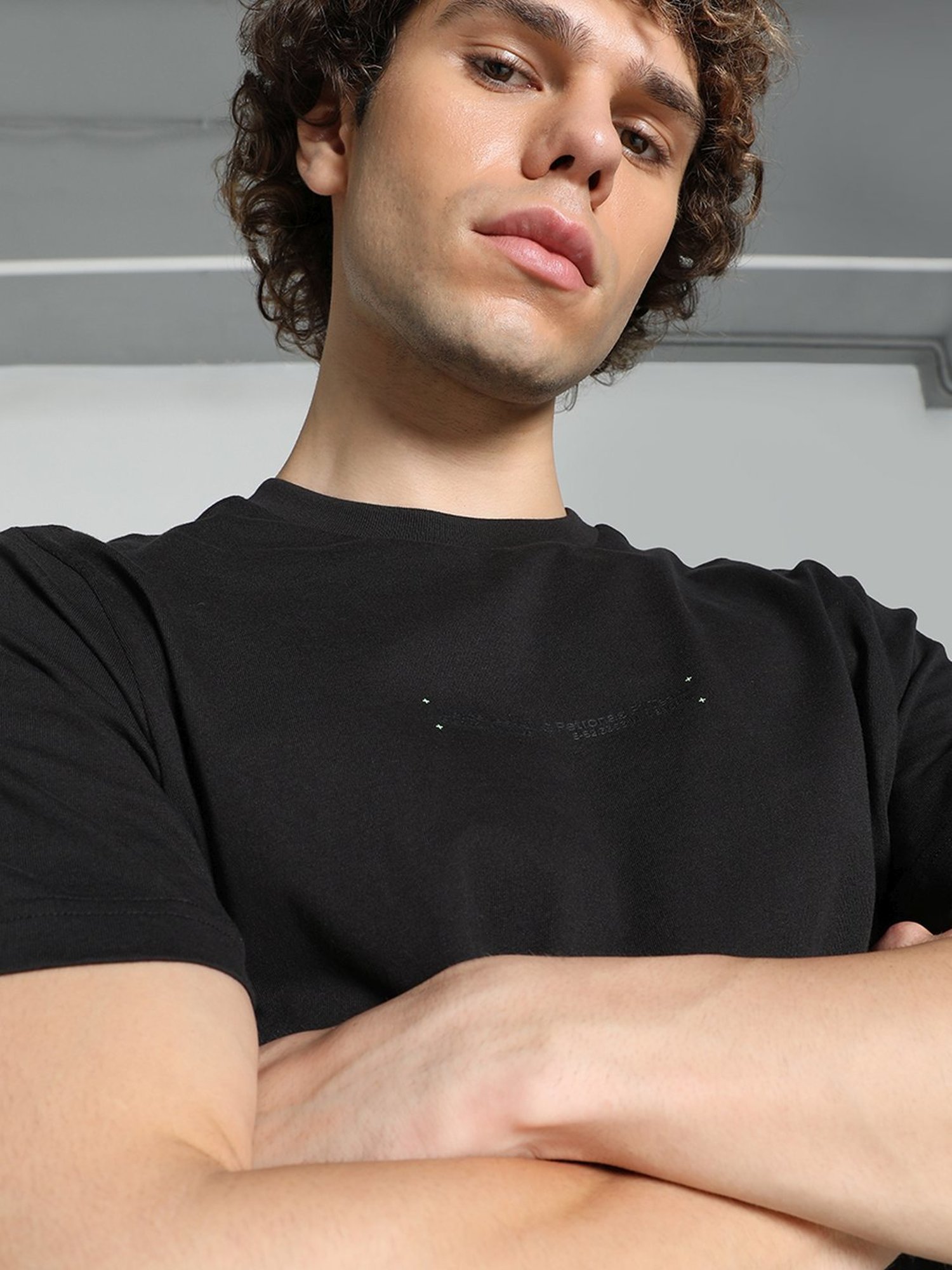 Puma Black Cotton Regular Fit Printed T-Shirt