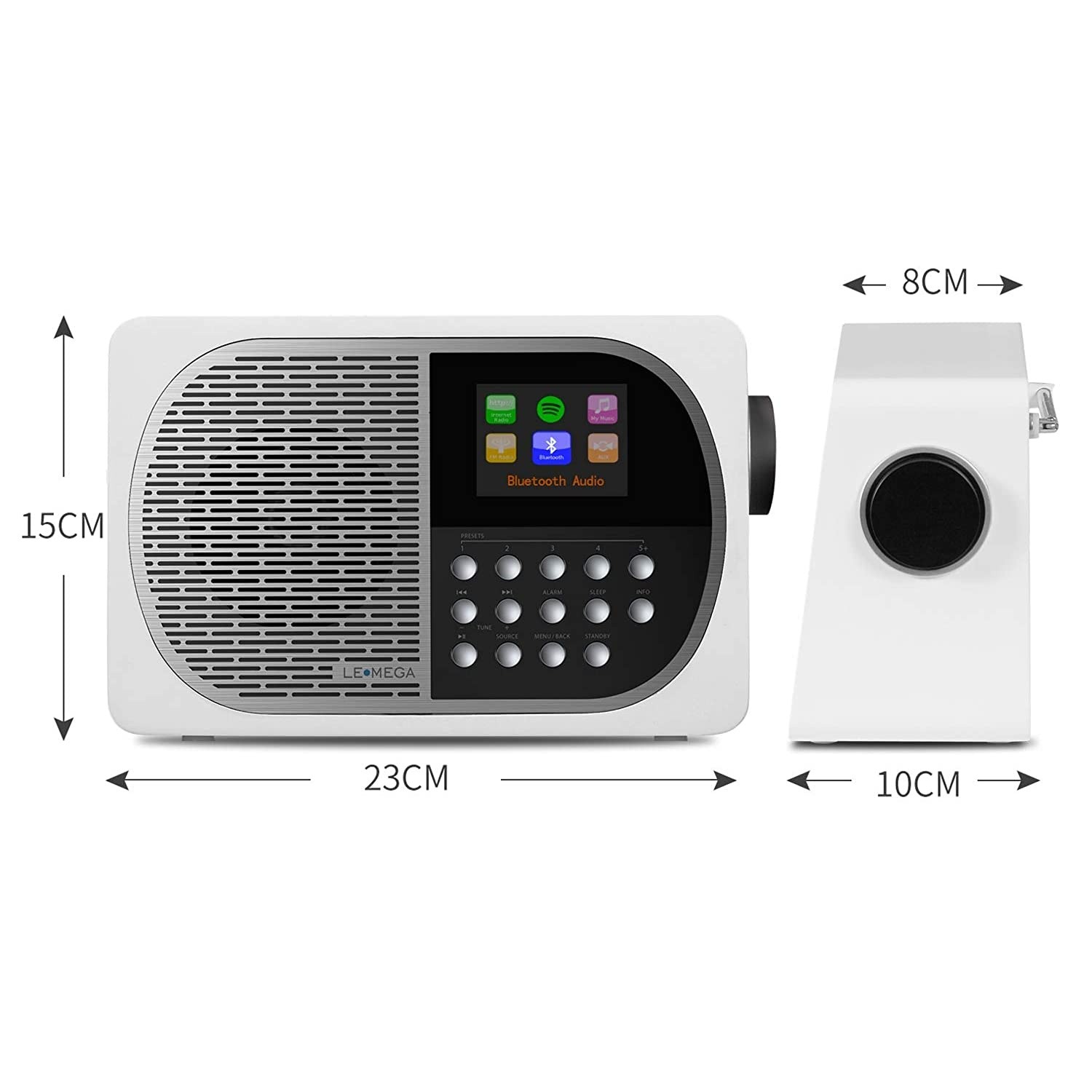 LEMEGA M2+ 7W Portable Internet FM Digital Radio with Wi-Fi, Bluetooth, USB, Aux & TFT Colour Display &ndash;White Satin