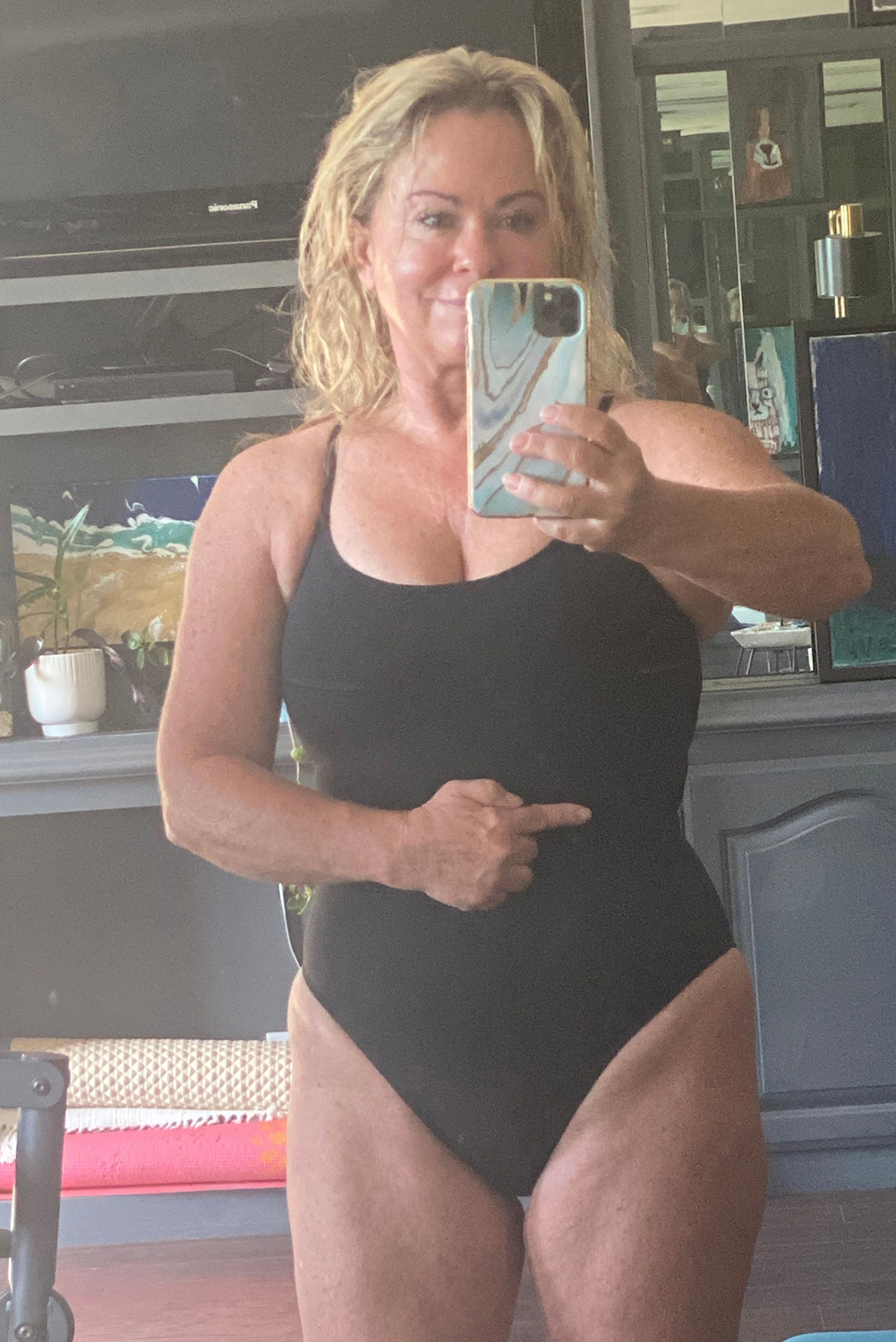 Black Plant Print Zip Front Half Sleeve One Piece Swimsuit