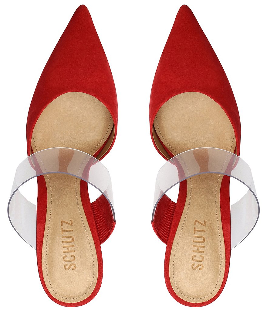 Schutz Sionne Suede & Clear Strap Dress Mules