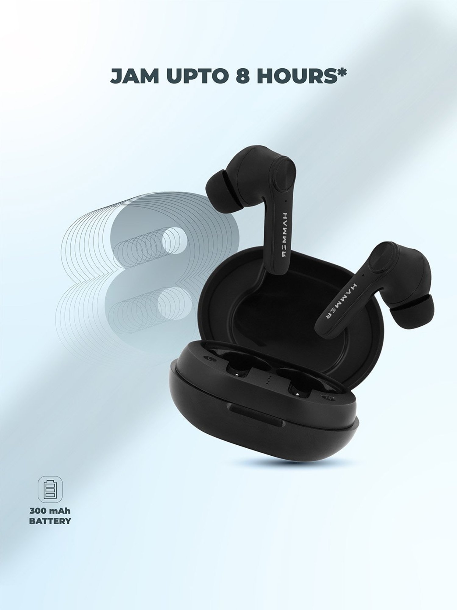 Hammer Airflow 2.0 True Wireless Earbuds with Mic (Black)