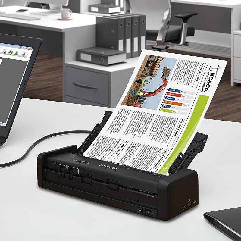 WorkForce ES-300W Wireless Color Portable Document Scanner with ADF for PC and Mac, Sheet-fed and Duplex Scanning
