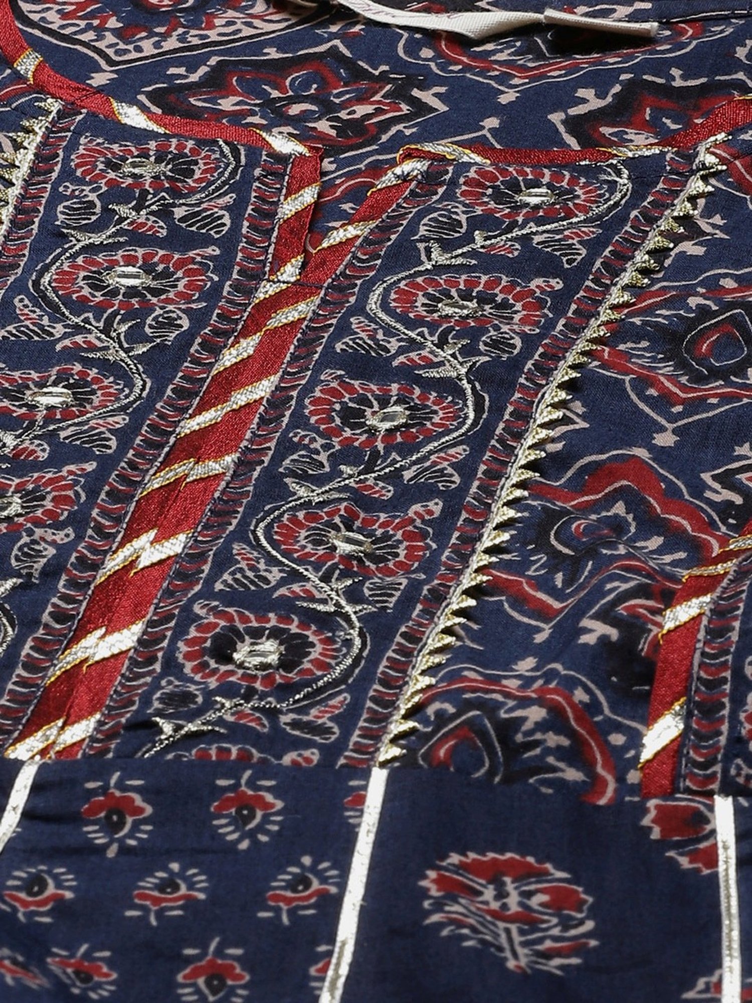 Divena Blue Cotton Embroidered Kurta Sharara Set With Dupatta