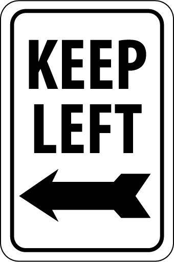NMC TM28G-KEEP LEFT (WITH ARROW), 18X12, .040 ALUM (1 EACH)