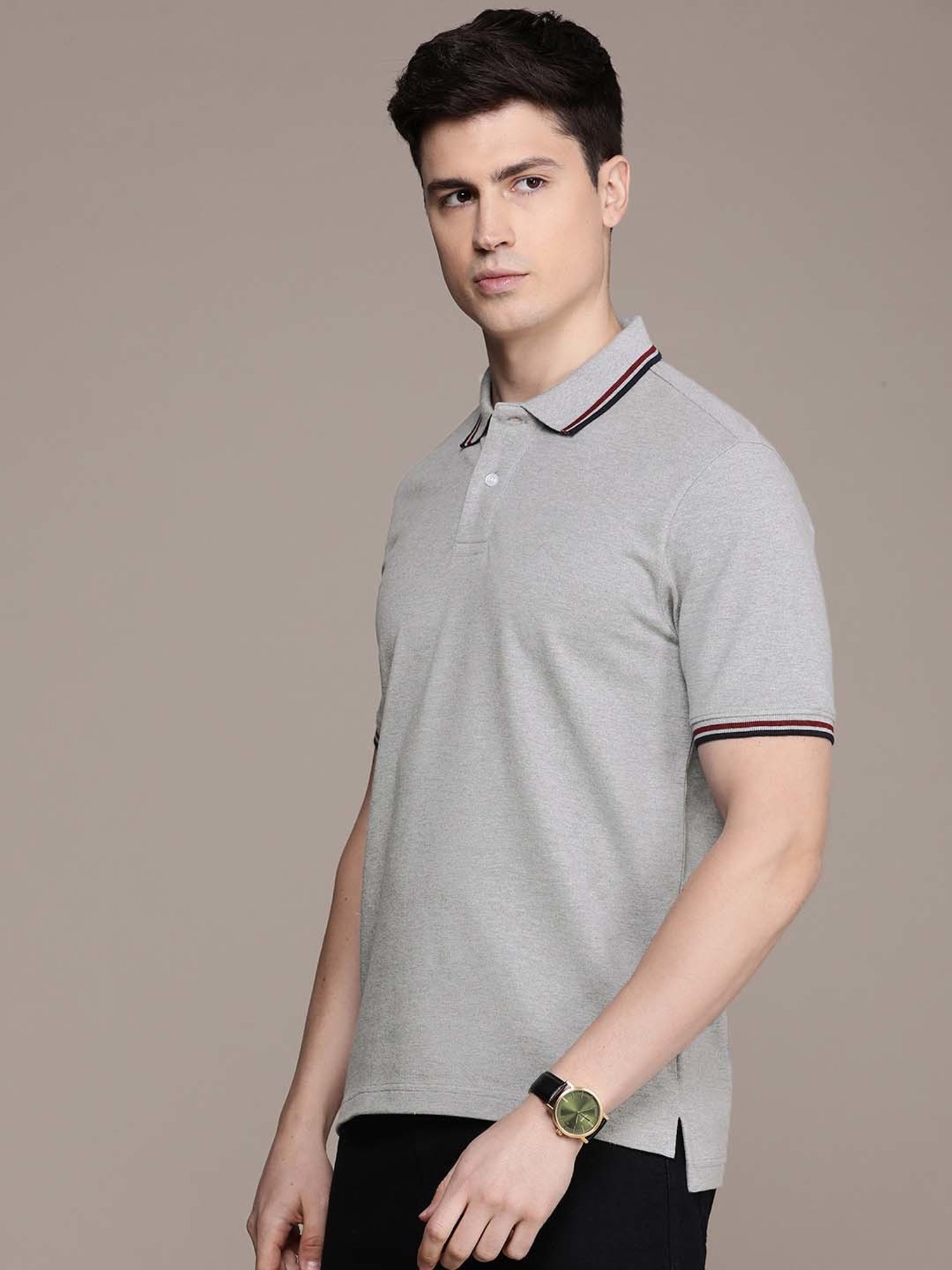 Burnt Umber Grey Regular Fit  Polo T-Shirt