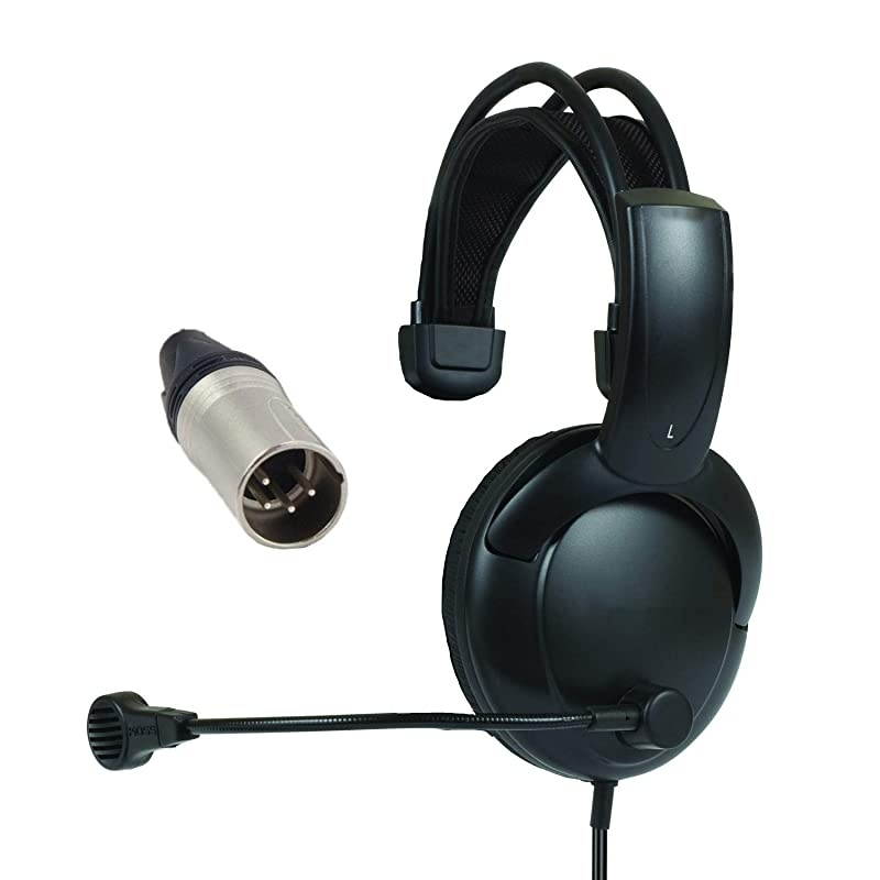 RTS Single Muff Headphones with Male XLR Four pin Connector Installed