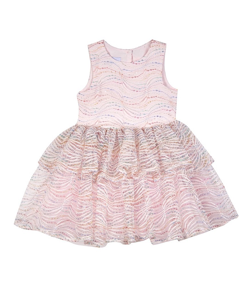 Pippa & Julie Little Girls 2T-6 Metallic-Lace Tiered Fit-And-Flare Dress