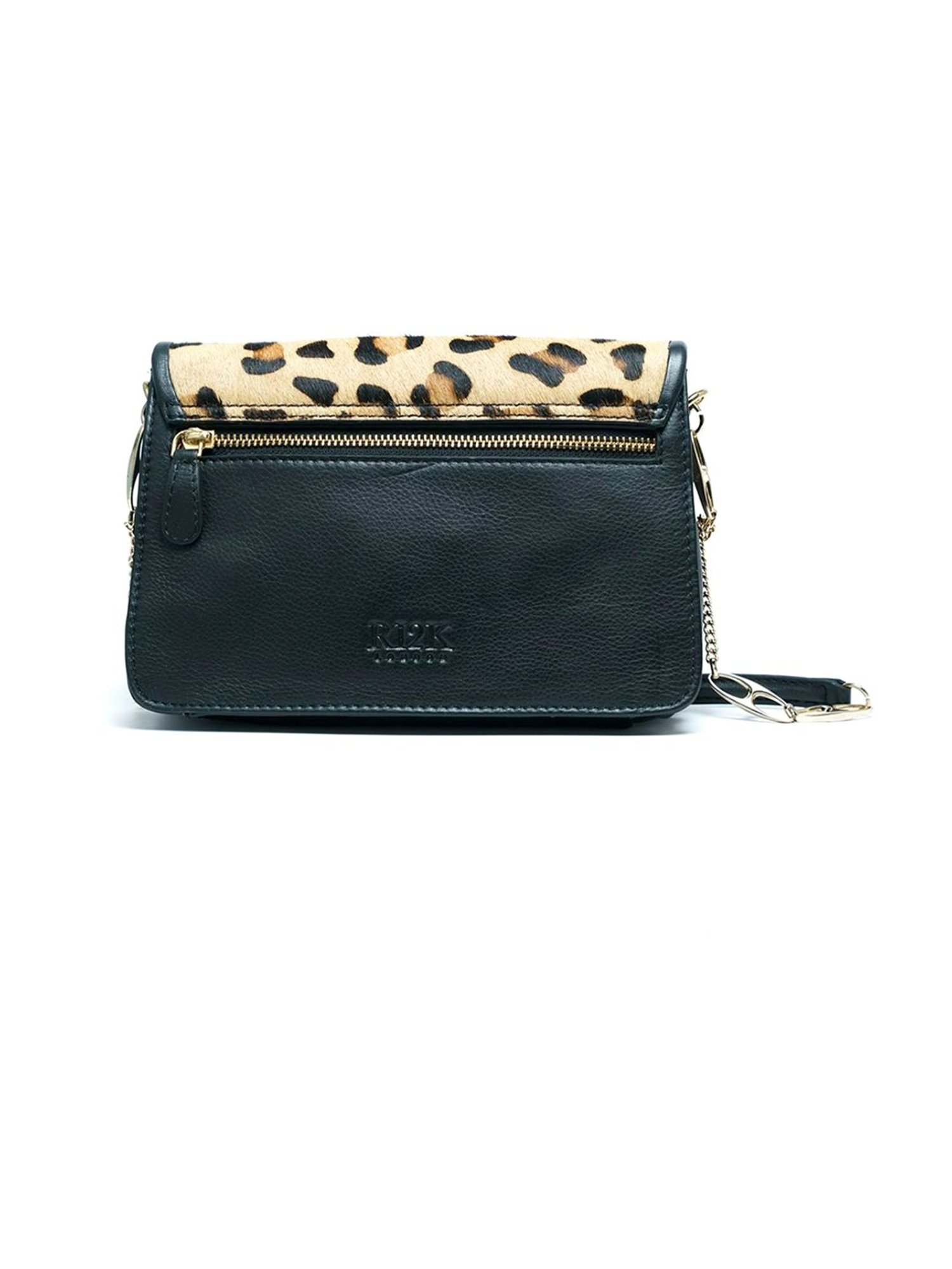 RI2K London Black Leather Small Animal Effect Cross Body Bag