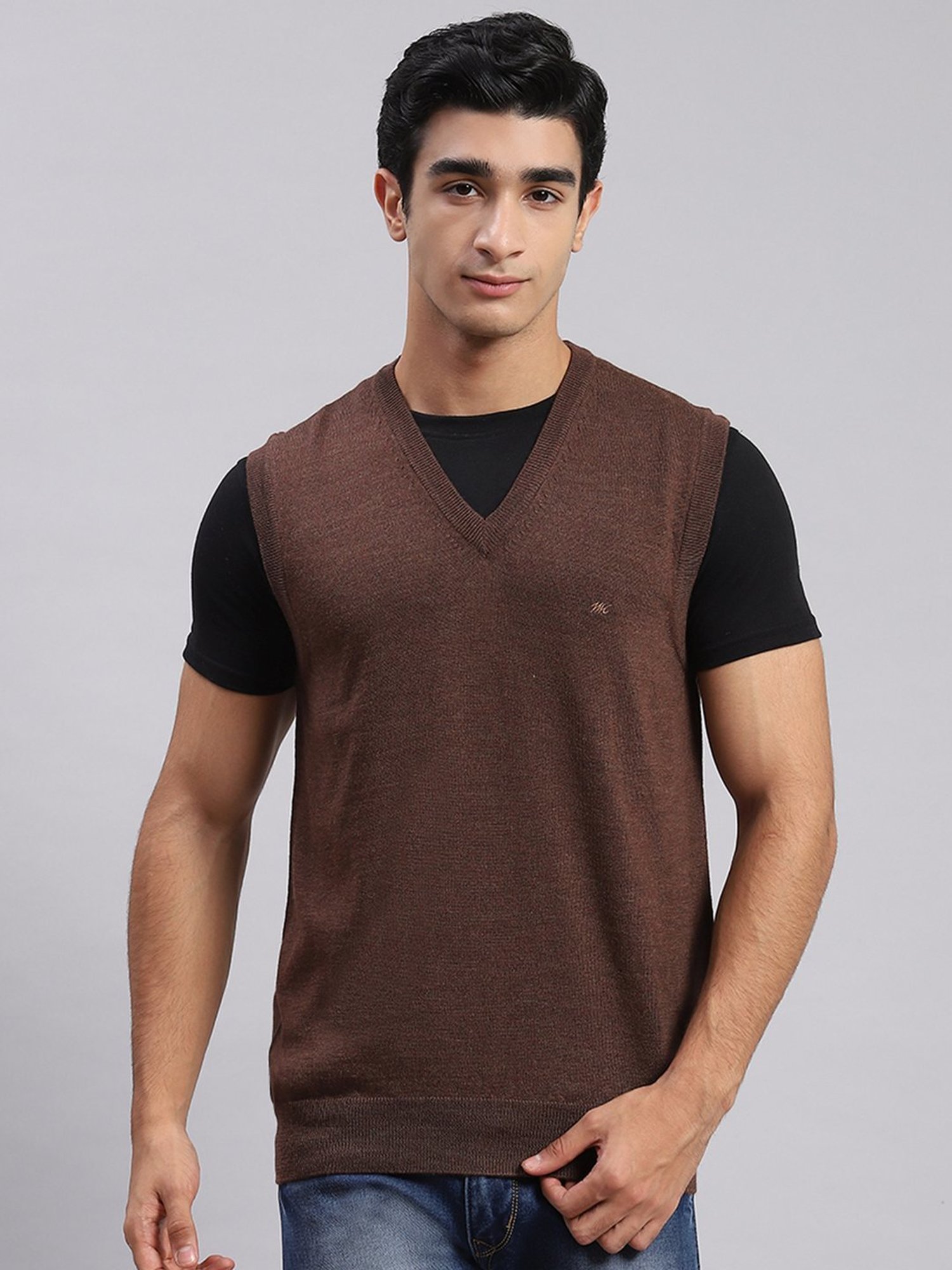 Monte Carlo Dark Brown Regular Fit Sweater