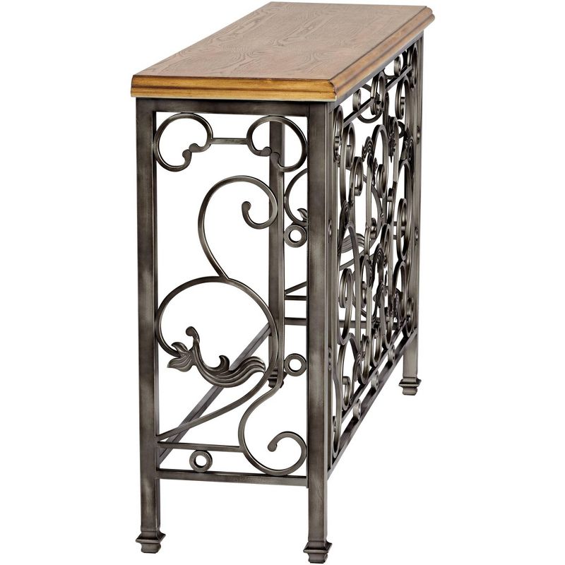 Kensington Hill Leda 50 1/2" Wide Antique Pewter and Elm Wood Console Table