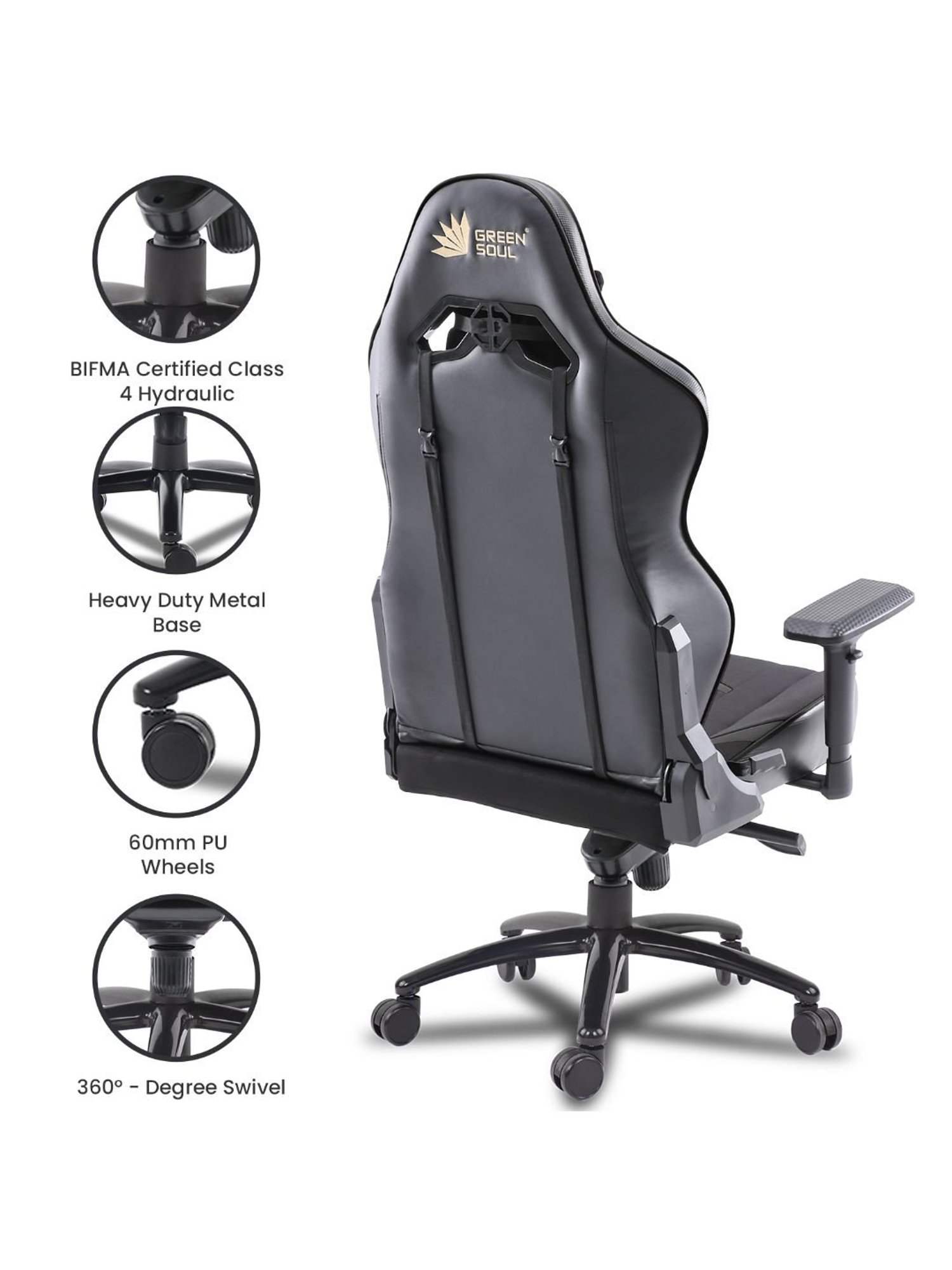 Green Soul Monster T Black PU Leather Premium Gaming Chair
