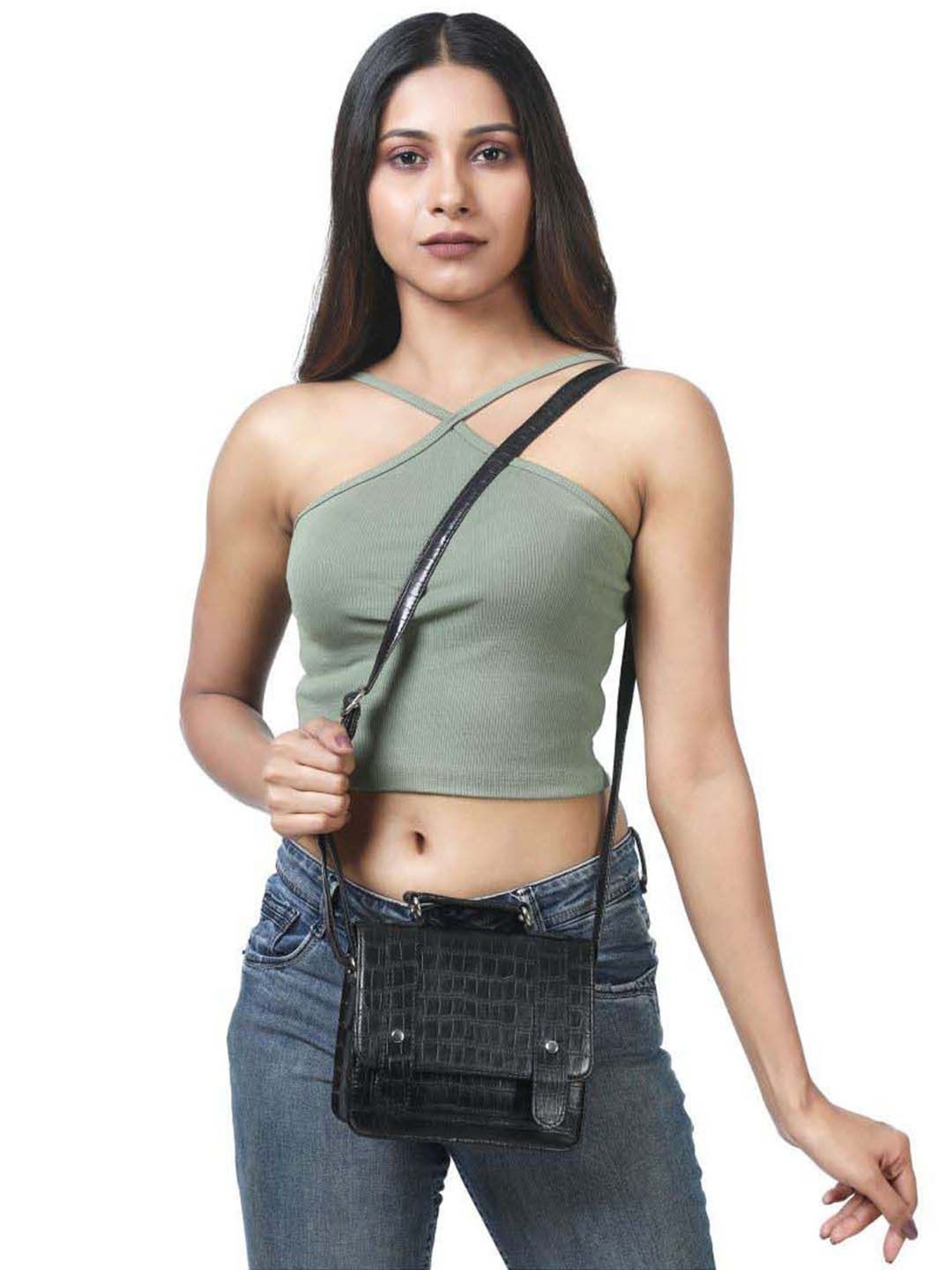 Toteteca Black Textured Medium Satchel Handbag