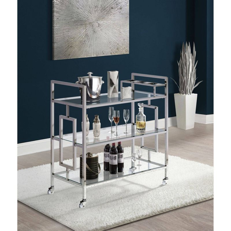 Harper Serving Bar Cart Chrome - Picket House Furnishings