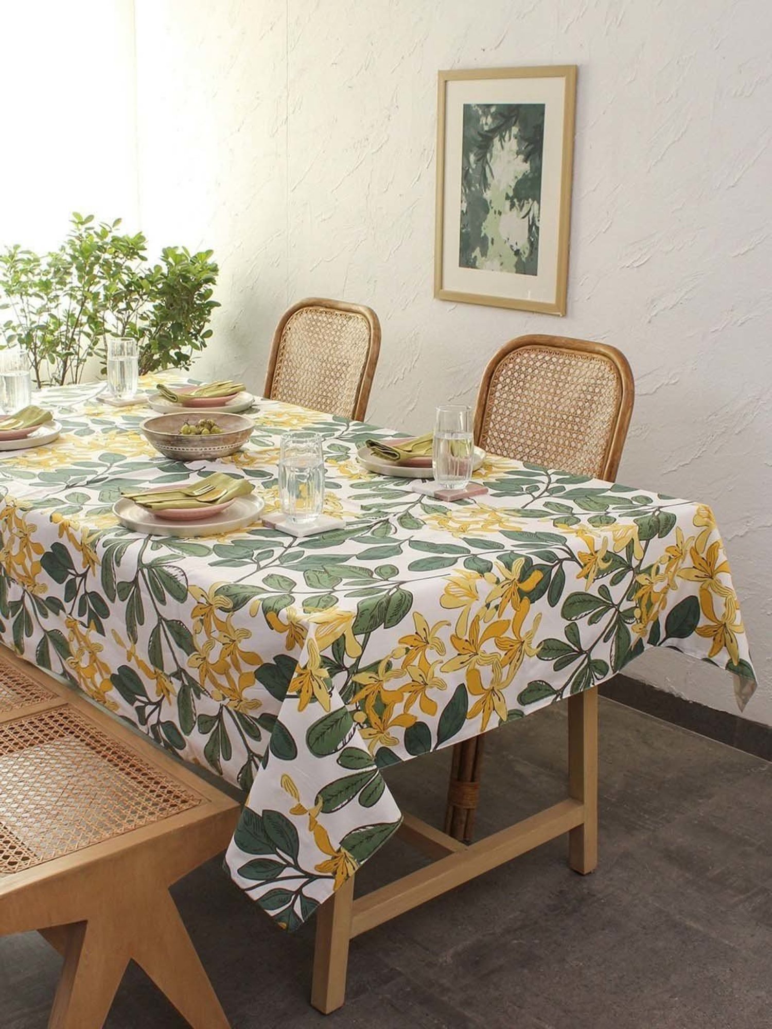 House This Moringa Floral Multicolor 180 TC Cotton Table Cloth