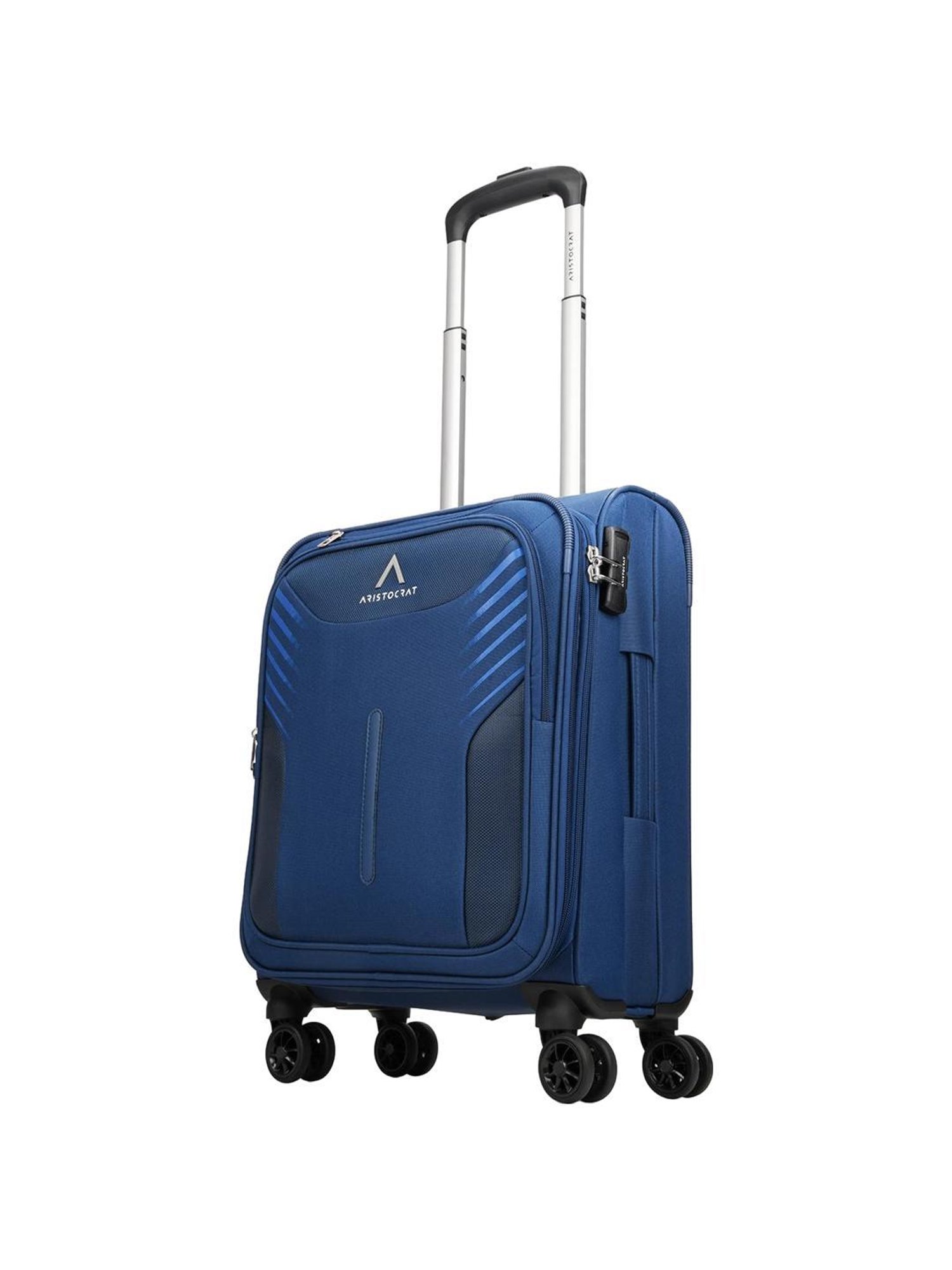 Aristocrat Dark Blue Solid Soft Cabin Trolley Bag - 25 cm