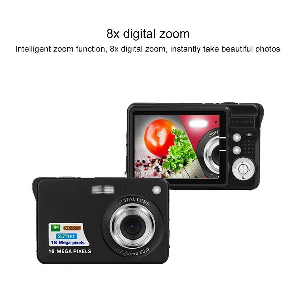 2.7 inch 18 Megapixel 8X Zoom HD Digital Camera Card-type Automatic Camera for Children, with SD Card Slot