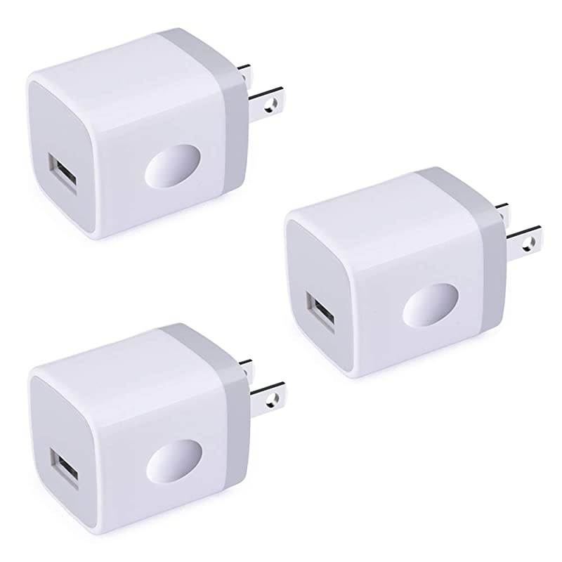 Charging Block,  1A USB Wall Charger 3 Pack Single Port Charging Cube Plug Ultra Compact Power Adapter Compatible iPhone 11 XS 8 6S SE, Samsung S20 Plus S10 S9+ S8 S7 A20 A10e, Moto