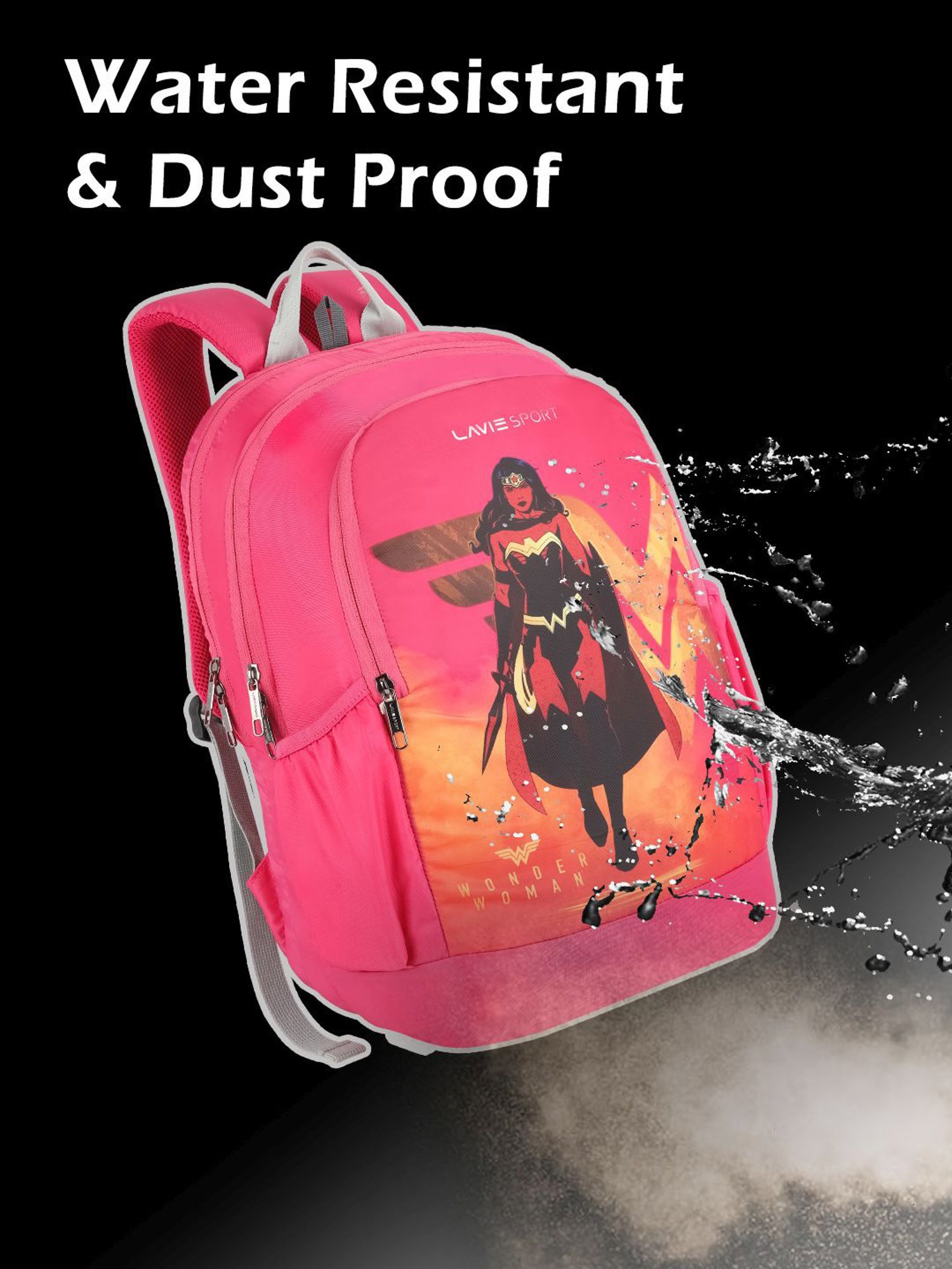 Lavie Sport Wonder woman 33L College Laptop Backpack For Boys & Girls (Magenta)