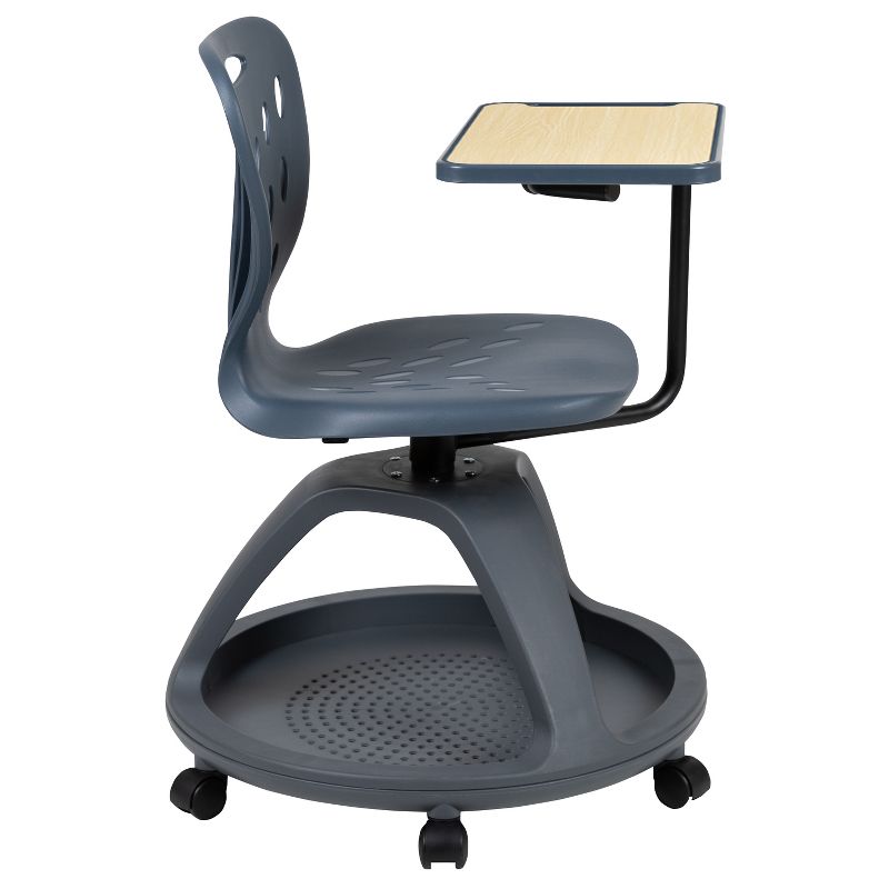 Flash Furniture Dark Gray Mobile Desk Chair with 360 Degree Tablet Rotation and Under Seat Storage Cubby