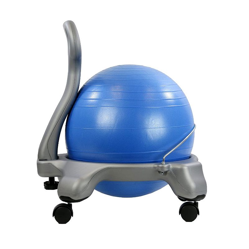 CanDo 30-1795 Ergonomic 15 Inch Child Plastic Exercise Ball Chair with Removable Back and Gliding Caster Wheels, Blue