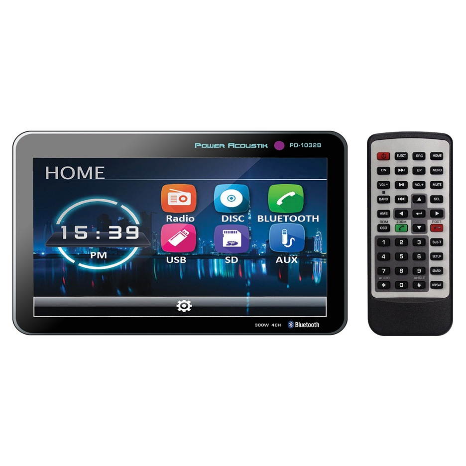 Power Acoustik PD1032B 10.3 in. Double Din Receiver with Bluetooth & Detachable Faceplate